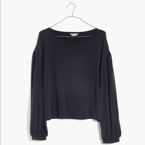 {NWT} Madewell Sandwashed Gathered-Sleeve Top